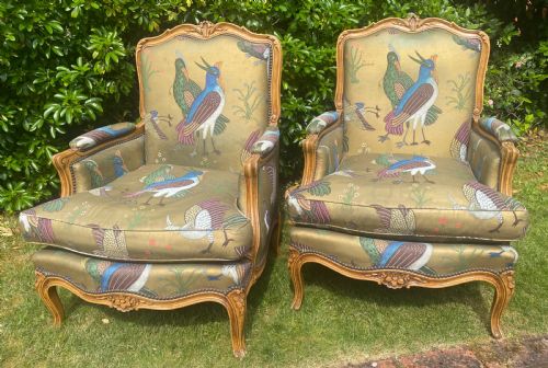 Pair of Large French Upholstered Armchairs