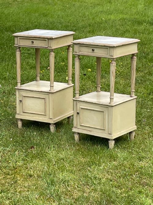 Pair of French Painted Bedside Tables