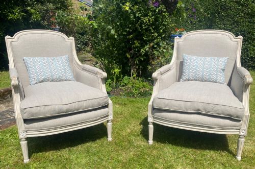 Pair of Large Bergere Armchairs