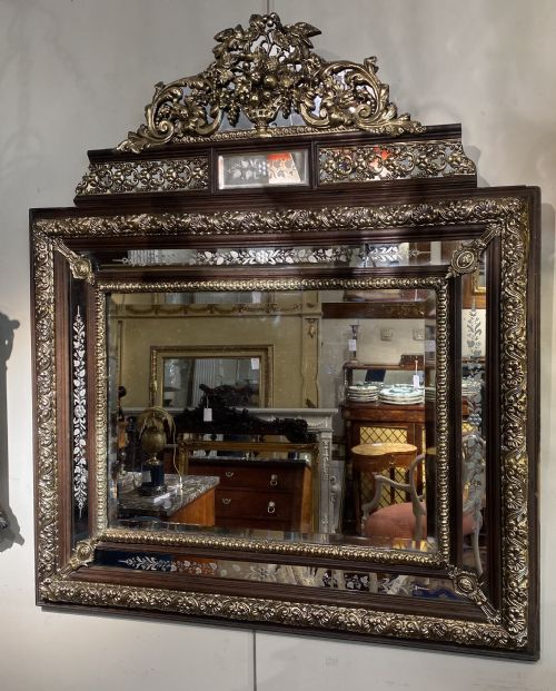 French Engraved Repousee Mirror