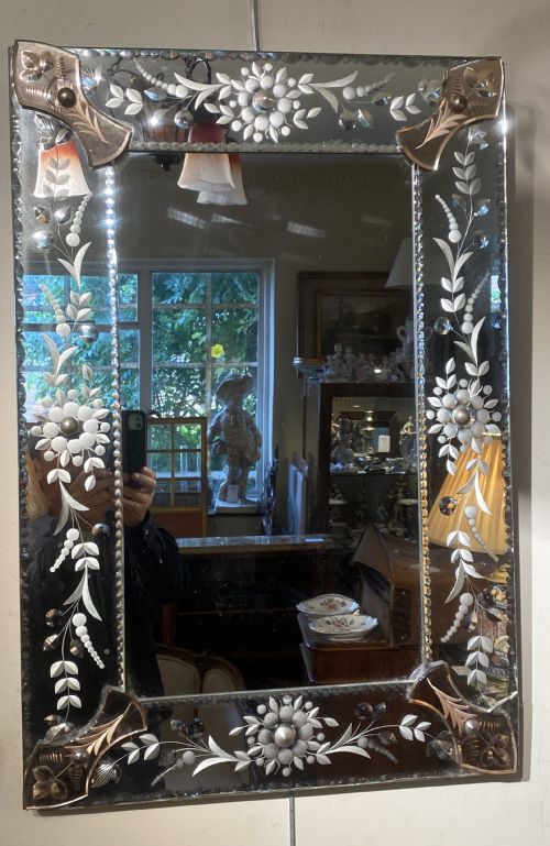 1930’S Venetian Mirror in Two Coloured Glass