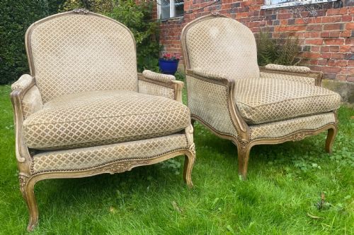 Pair of Very Large, Deep Bergere Armchairs