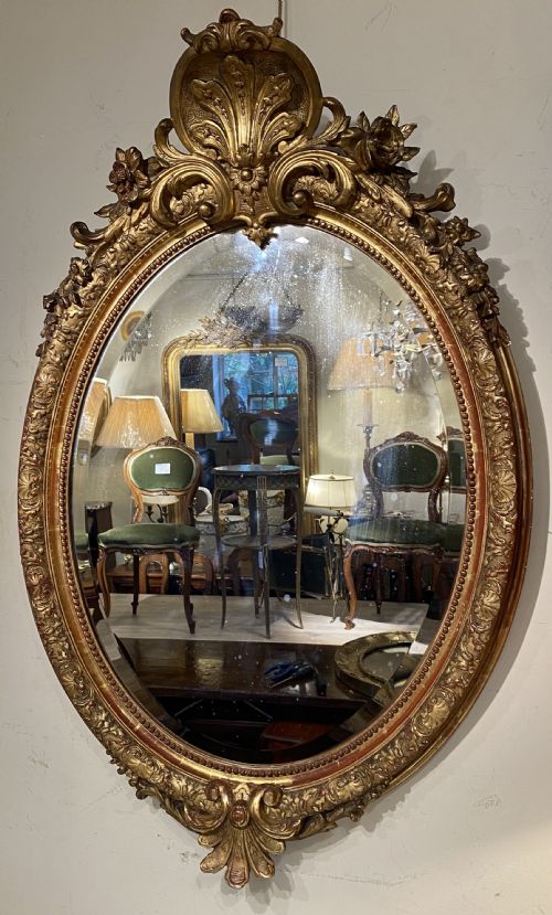 Large 19th Century Oval Gilt Mirror