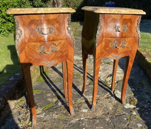 Pair of Marquetry Bedside Tables