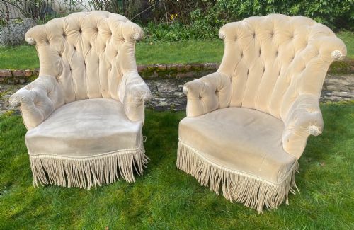 Pair of Buttoned Back 19th Century Armchairs