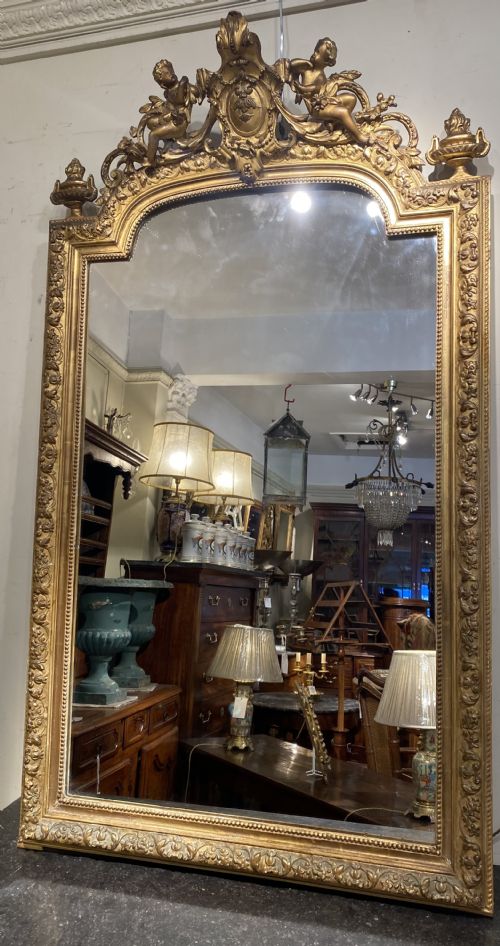 Large French Mirror with Cherubs