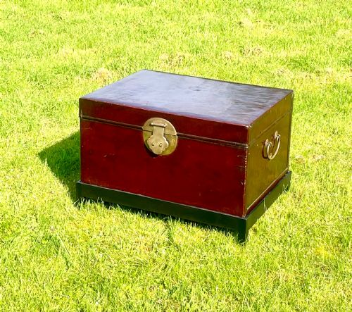 19th C Chinese Leather Traveling Trunk