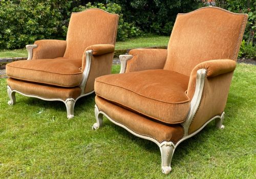 Pair of Large Bergere Armchairs