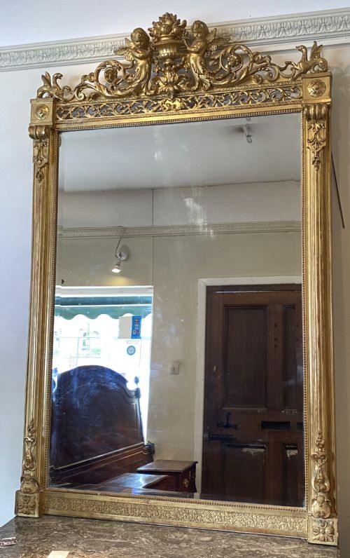 Large Gilt Mirror with Cherubs