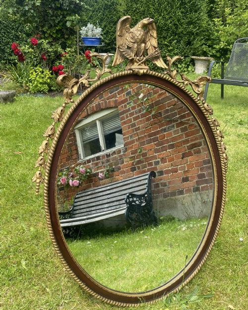 OVAL MAHOGANY AND GILT MIRROR WITH EAGLE - ADDITIONAL PHOTO 4