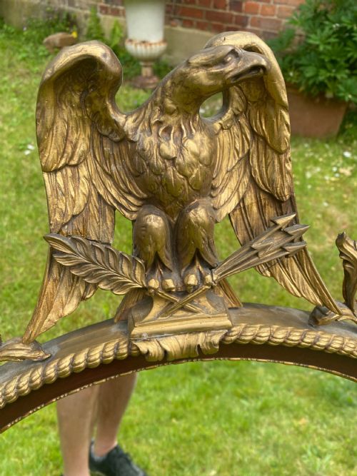 OVAL MAHOGANY AND GILT MIRROR WITH EAGLE - ADDITIONAL PHOTO 2
