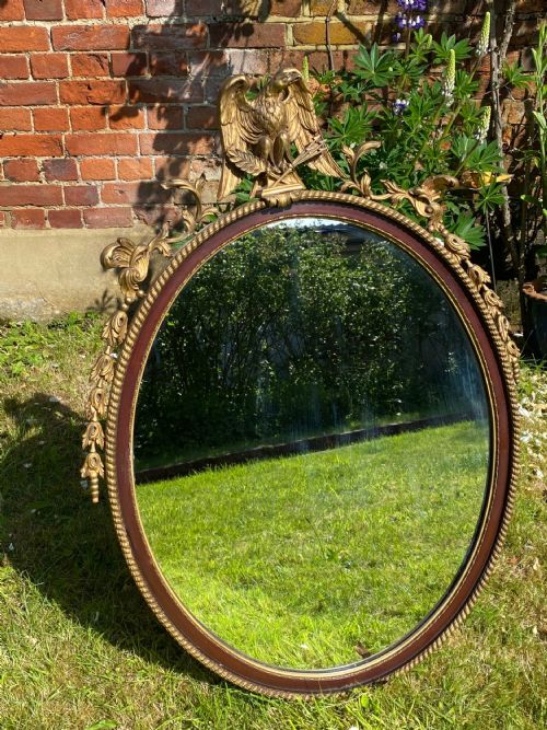 OVAL MAHOGANY AND GILT MIRROR WITH EAGLE - ADDITIONAL PHOTO 6