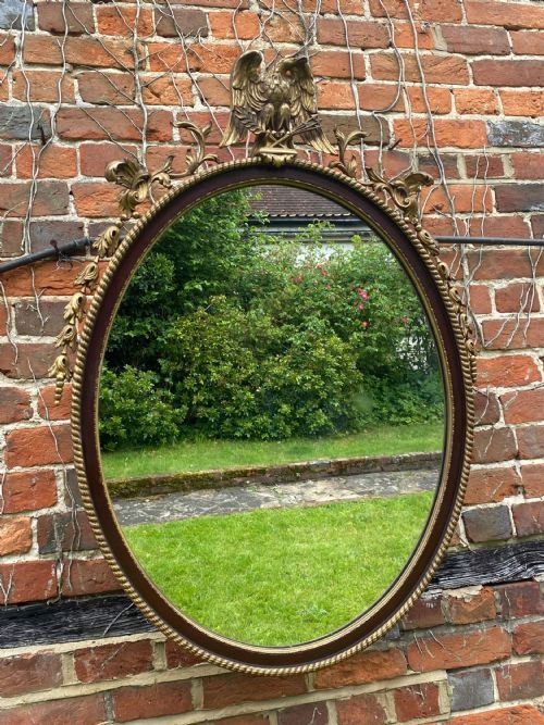 OVAL MAHOGANY AND GILT MIRROR WITH EAGLE - ADDITIONAL PHOTO 5