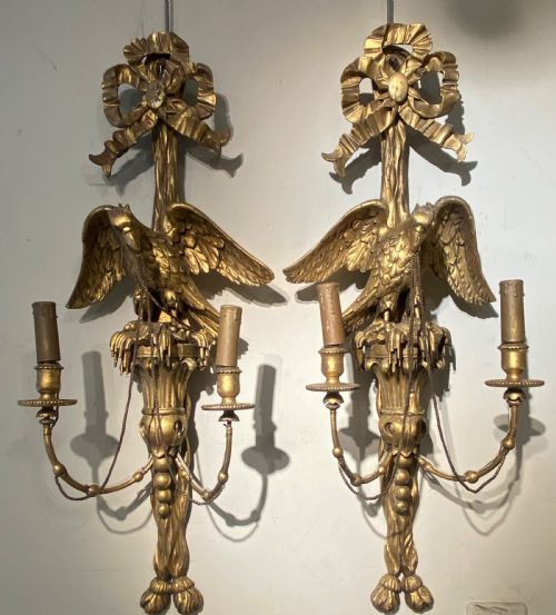 Pair of Carved Giltwood Wall Lights