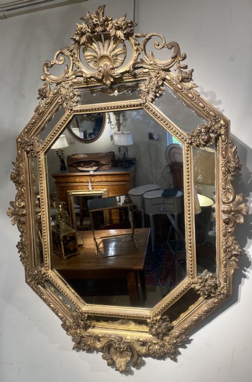 French Margin or Cushion Mirror in Gilt