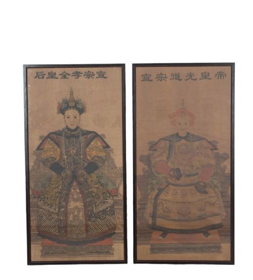 Pair of 19th Century Chinese Ancestor Portraits