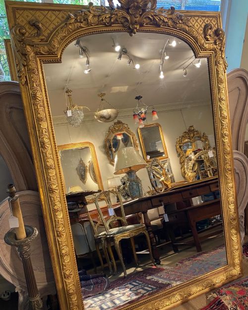 Very Large 19th Century Gilt Overmantel Mirror