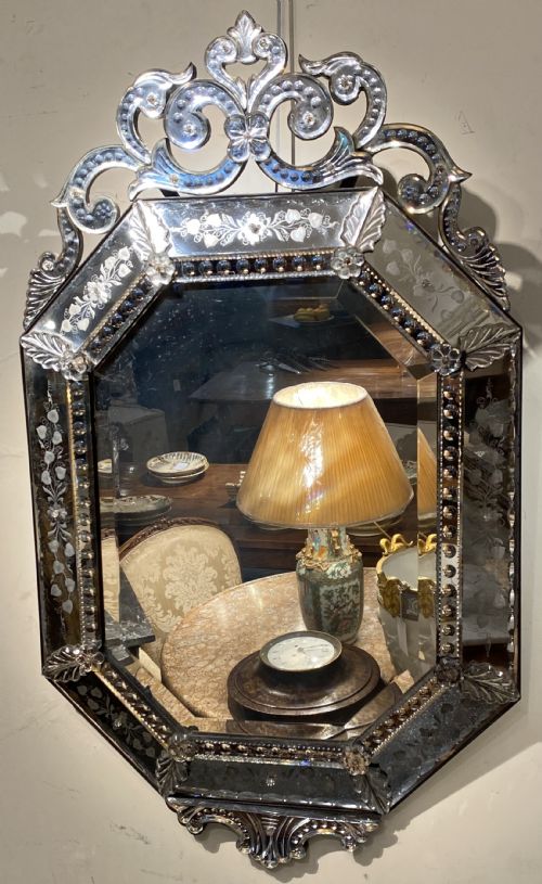 Late 19th Century Engraved Venetian Mirror
