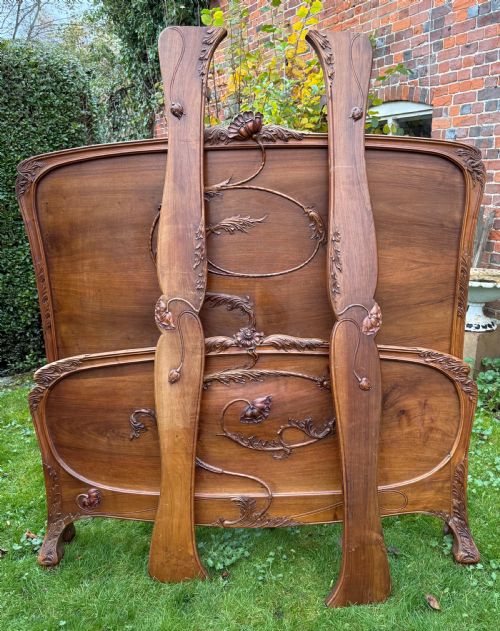 Art Nouveau Walnut Bed