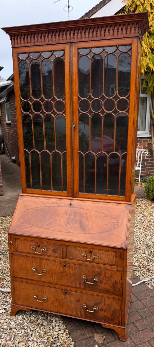 Satinwood Bureau Bookcase