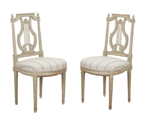 Pair of 19th Century French Lyre Back Chairs