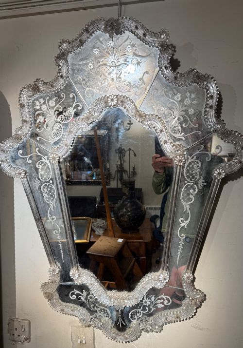 Large Engraved Murano Mirror