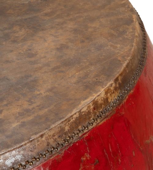 19TH CENTURY RED LAQUERED TEMPLE DRUM - ADDITIONAL PHOTO 1