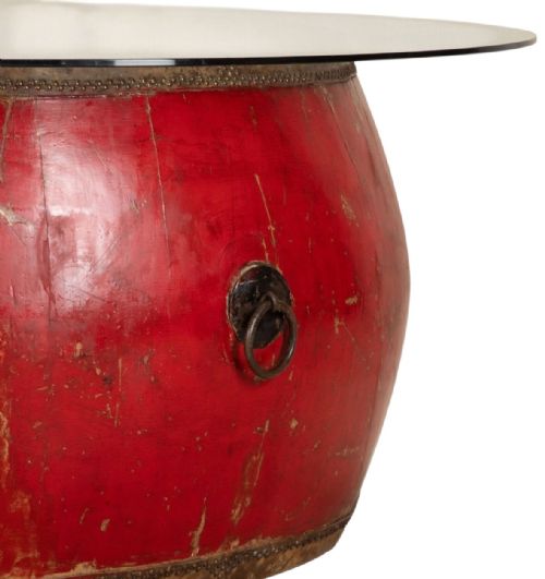 19TH CENTURY RED LAQUERED TEMPLE DRUM - ADDITIONAL PHOTO 3