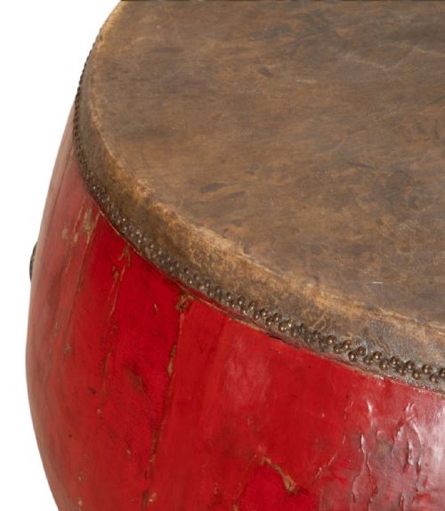 19TH CENTURY RED LAQUERED TEMPLE DRUM - ADDITIONAL PHOTO 4