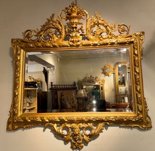 19th Century Baroque Style Mirror in Gilt