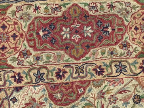 A WONDERFUL CREWELWORK WALL HANGING OR CARPET - ADDITIONAL PHOTO 3