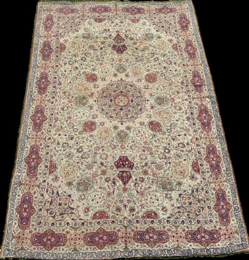 A WONDERFUL CREWELWORK WALL HANGING OR CARPET - ADDITIONAL PHOTO 4