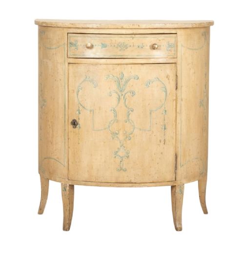 19th Century Italian Neoclassical Painted Demi Lune Cabinet