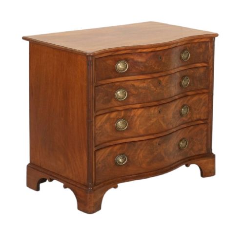 George III Figured Mahogany Serpintine Front Chest of Drawers