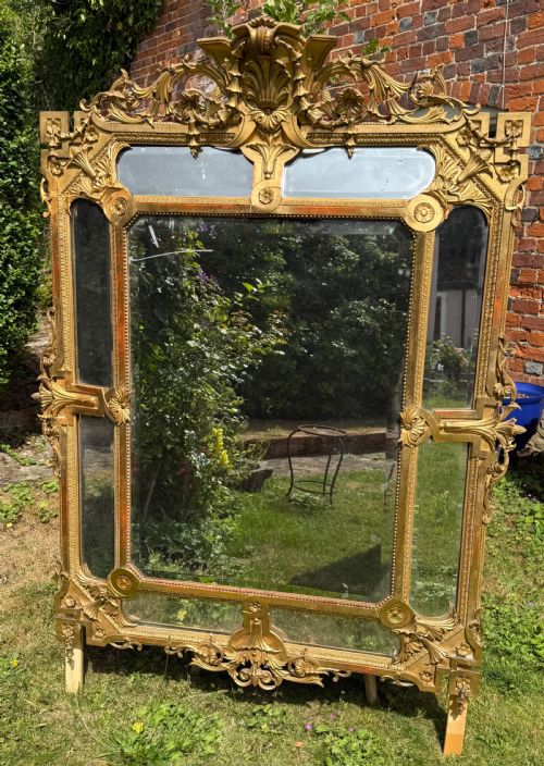 LARGE ANTIQUE GILT MIRROR - ADDITIONAL PHOTO 1