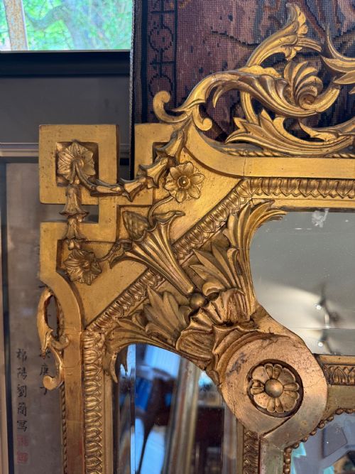LARGE ANTIQUE GILT MIRROR - ADDITIONAL PHOTO 5