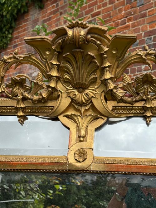 LARGE ANTIQUE GILT MIRROR - ADDITIONAL PHOTO 3