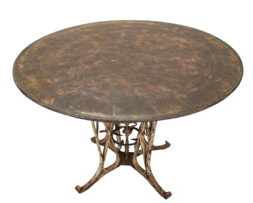 EARLY 20TH CENTURY FRENCH IRON BRASS COPPER TABLE - ADDITIONAL PHOTO 1
