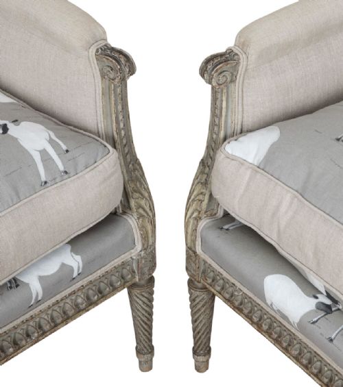 PAIR OF 20TH C FRENCH PAINTED LOUIS XVI STYLE ARMCHAIRS - ADDITIONAL PHOTO 6
