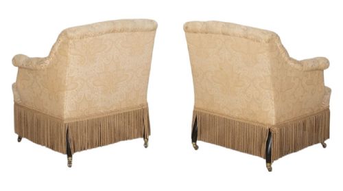 PAIR OF LATE 19TH C FRENCH CRAPAUD STYLE ARMCHAIRS - ADDITIONAL PHOTO 2