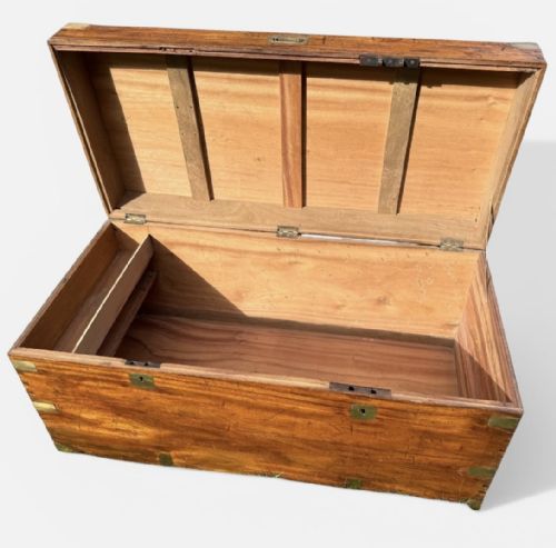 LARGE BRASS BOUND CAMPHOR WOOD TRUNK - ADDITIONAL PHOTO 1