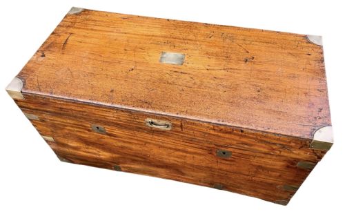 LARGE BRASS BOUND CAMPHOR WOOD TRUNK - ADDITIONAL PHOTO 2