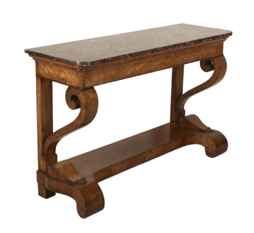 19th C French Charles X Walnut Condole Table
