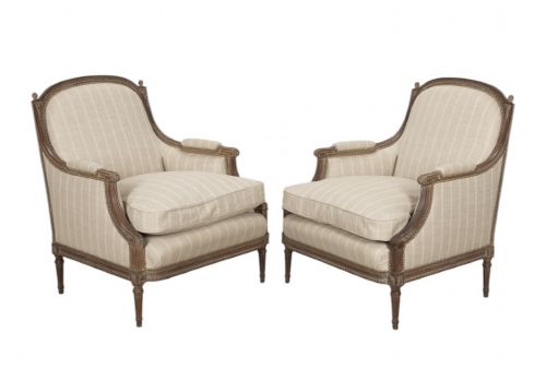 Pair of Early 20th C French Walnut Armchairs