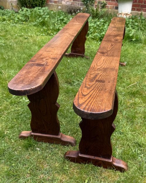 PAIR OF FRENCH OAK BENCHES