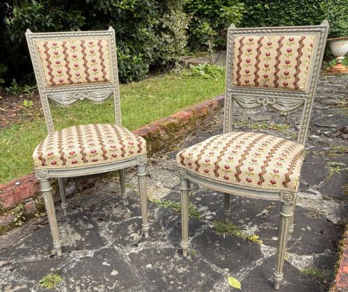 PAI OF PAINTED SIDE CHAIRS IN NEEDLEPOINT - ADDITIONAL PHOTO 2