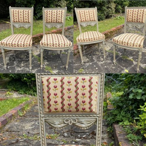 PAI OF PAINTED SIDE CHAIRS IN NEEDLEPOINT - ADDITIONAL PHOTO 4