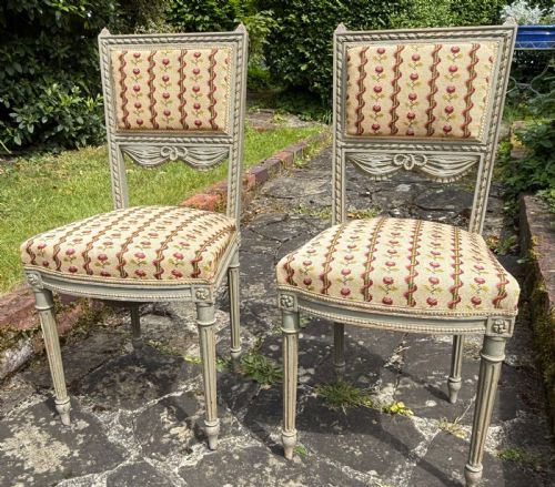 PAI OF PAINTED SIDE CHAIRS IN NEEDLEPOINT - ADDITIONAL PHOTO 5