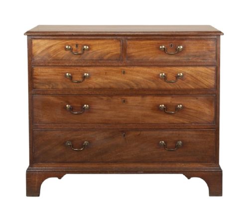 19TH C ENGLISH GEORGIAN MAHOGANY CHEST OF DRAWERS