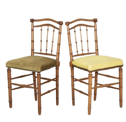 PAIR OF LATE 19TH C FRENCH BAMBOO SIDE CHAIRS